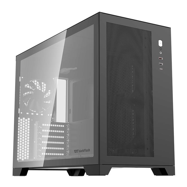 Gabinete Gamer Aigo Darkflash DS5000 Mesh, Lateral De Vidro, Com 5 Fans, Preto, DS5000BK-MESH-5F