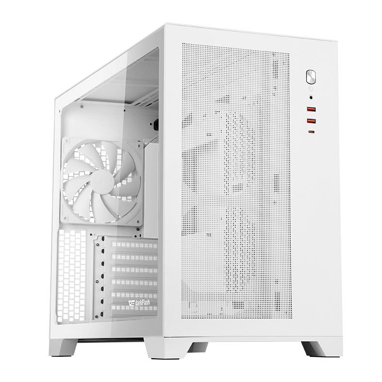 Gabinete Gamer Aigo Darkflash DS5000 Mesh, Full-Tower, Lateral De Vidro, Com 5 Fans, Branco, DS5000WH-MESH-5F