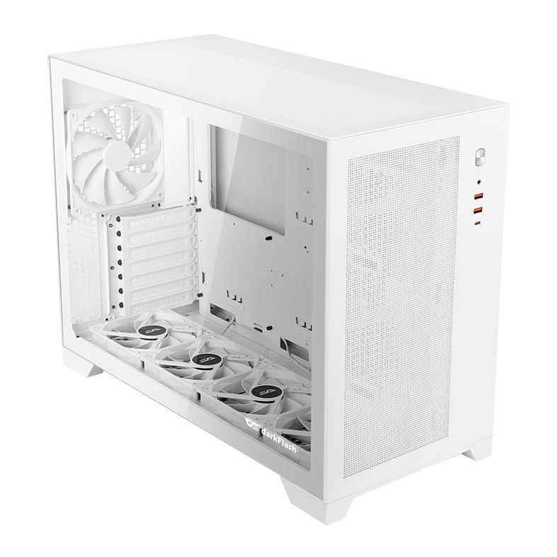 Gabinete Gamer Aigo Darkflash DS5000 Mesh, Full-Tower, Lateral De Vidro, Com 5 Fans, Branco, DS5000WH-MESH-5F