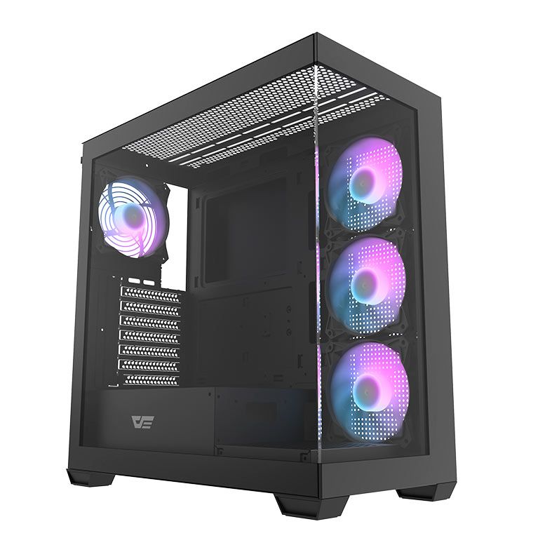 Gabinete Gamer Aigo Darkflash DS900, Mid-Tower, Lateral de Vidro, Com 4 Fans, Preto, DS900-BK-4F