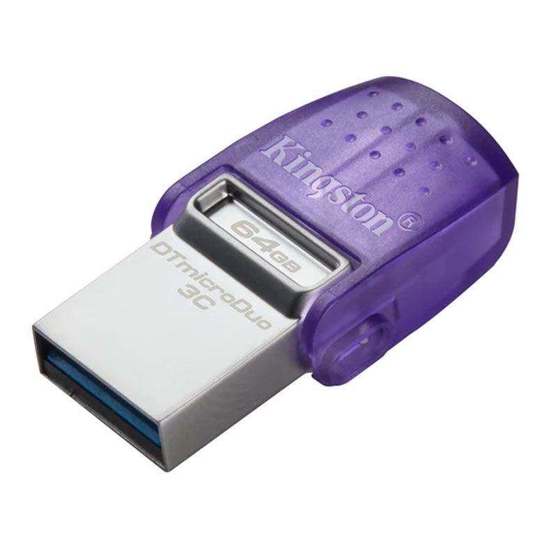 Pen Drive Kingston DataTraveler MicroDuo 3C, 64GB, USB 3.2, Roxo, DTDUO3CG3-64GB
