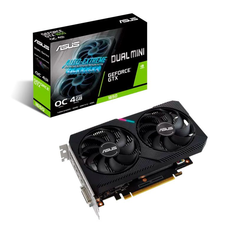 Placa de Video Asus GeForce GTX 1650 Dual Mini OC, 4GB, GDDR6, 128-bit, DUAL-GTX1650-O4GD6-MINI