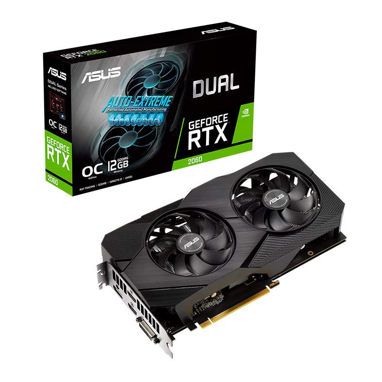 Placa de Video Asus GeForce RTX 2060 Dual OC Edition, 12GB, GDDR6, 192-bit, DUAL-RTX2060-O12G-EVO