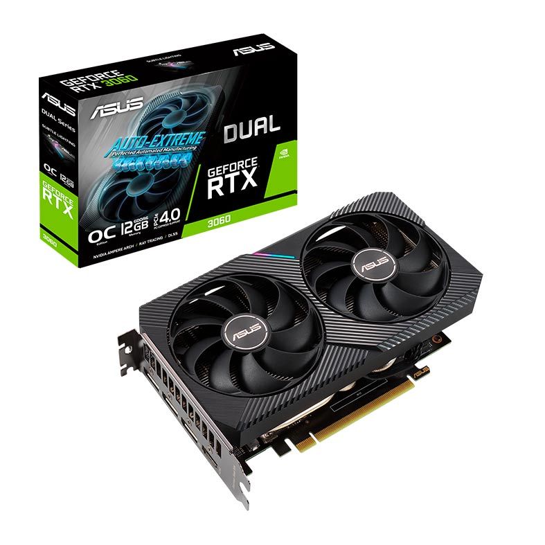 Placa de Video Asus GeForce RTX 3060 OC 12GB GDDR6 Dual 192-bit, DUAL-RTX3060-O12G