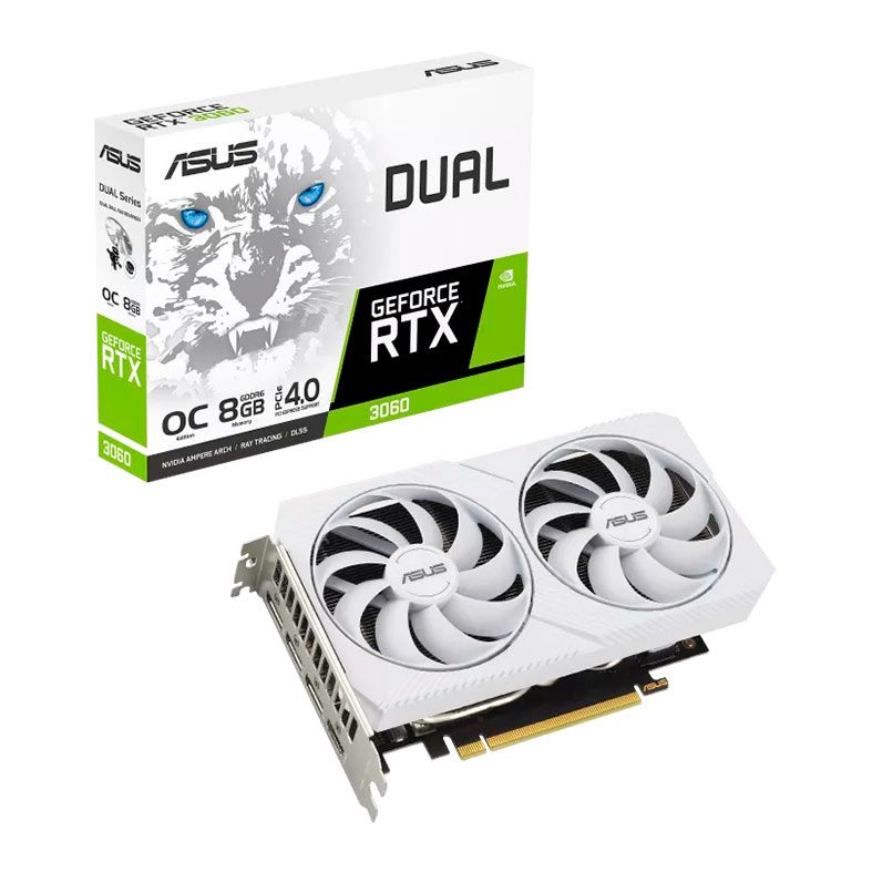 Placa de Video Asus GeForce RTX 3060 Dual White OC, 8GB Placa de Video Asus GeForce RTX 3060 Dual White OC, 8GB