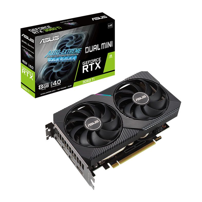 Placa de Video Asus GeForce RTX 3060 Ti Dual Mini, LHR, 8GB, GDDR6, 256-bit, DUAL-RTX3060TI-8G-MINI-V2