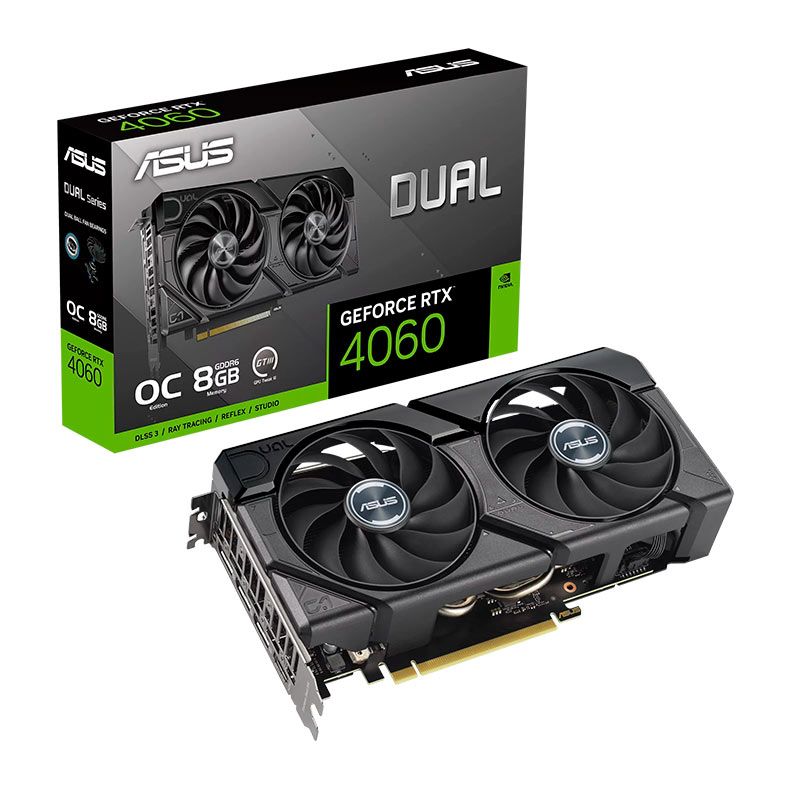Placa de Video Asus GeForce RTX 4060 Dual OC Edition, 8GB, GDDR6, 128-bit, DUAL-RTX4060-O8G-EVO