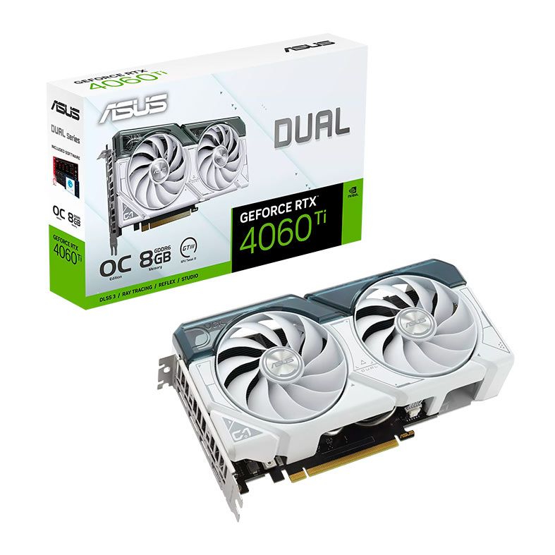 Placa de Video Asus GeForce RTX 4060 Ti Dual White OC Edition, 8GB, GDDR6, 128-bit, DUAL-RTX4060TI-O8G-WHITE