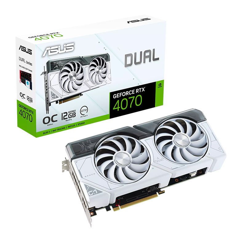 Placa de Video Asus GeForce RTX 4070 Dual White OC,12GB, GDDR6X, 192-bit, DUAL-RTX4070-O12G-WHITE
