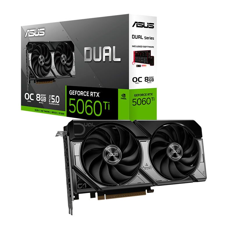 Placa de Video Asus GeForce RTX 5060 Ti Dual OC, 8GB, GDDR7, 128-bit, DUAL-RTX5060TI-O8G - PRE VENDA