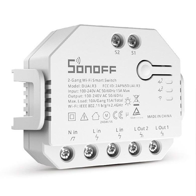 Switch Smart Nova Digital Sonoff Dual R3, Wi-Fi, Branco, DUALR3