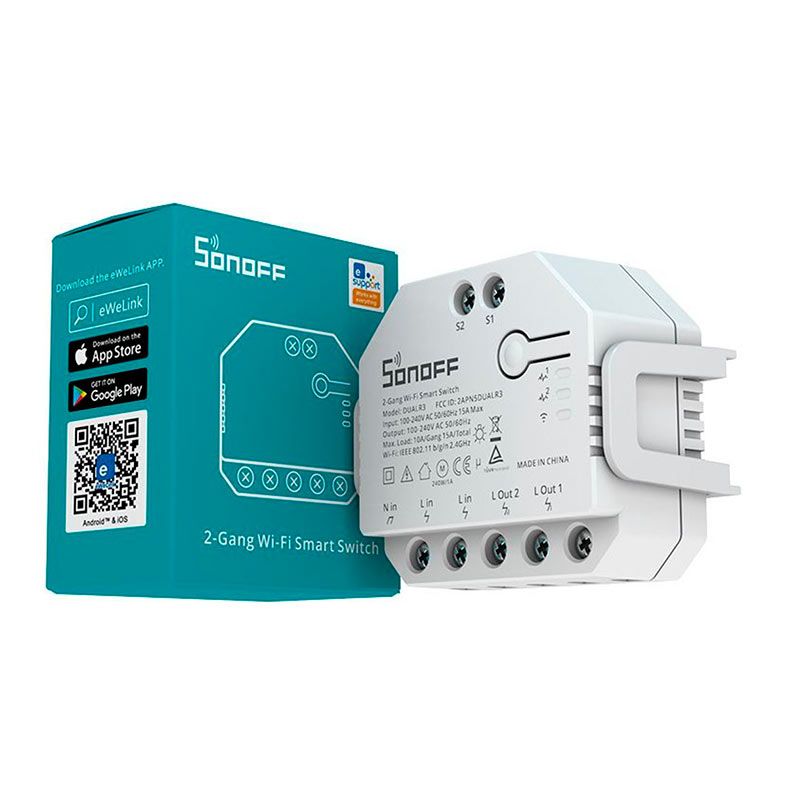 Switch Smart Nova Digital Sonoff Dual R3, Wi-Fi, Branco, DUALR3