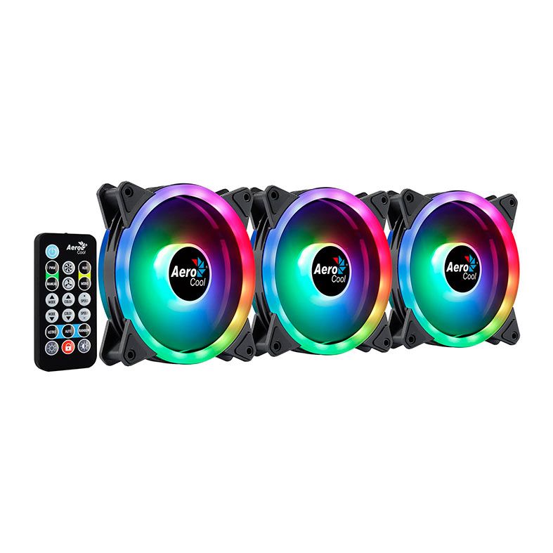 Kit Ventoinha Aerocool Duo 12 Pro, 3x120mm, ARGB, DUO12PRO-ARGB