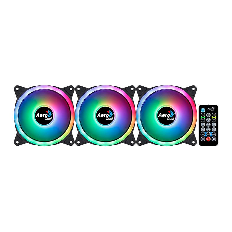 Kit Ventoinha Aerocool Duo 12 Pro, 3x120mm, ARGB, DUO12PRO-ARGB