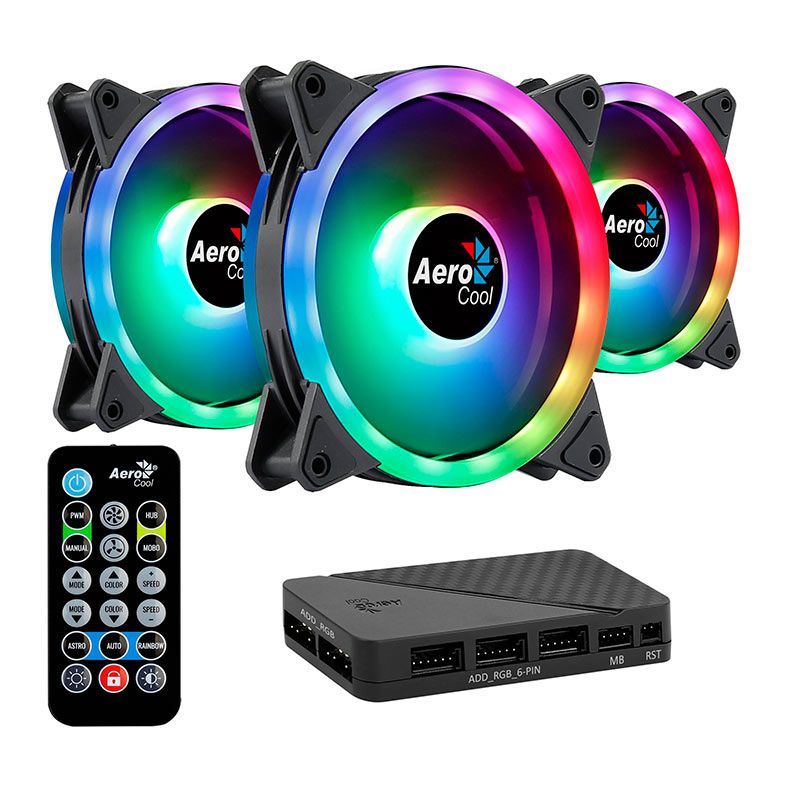 Kit Ventoinha Aerocool Duo 12 Pro, 3x120mm, ARGB, DUO12PRO-ARGB