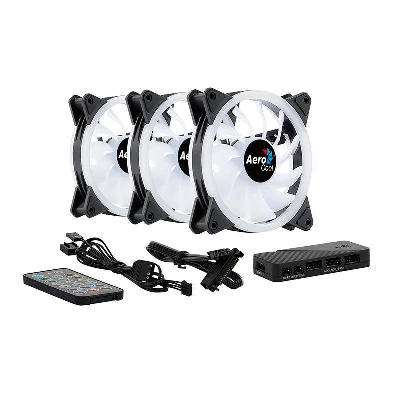 Kit Ventoinha Aerocool Duo 12 Pro, 3x120mm, ARGB, DUO12PRO-ARGB