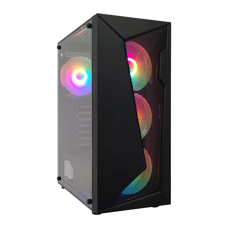 Gabinete Gamer Duex DX305M RGB Fan, Mid-Tower, Lateral de Vidro, Com 4 Fans, Preto, DX305M-RGB