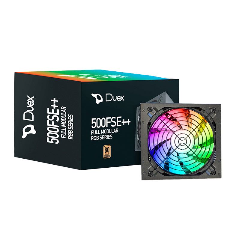 Fonte Duex DX500FSE++, 500W, RGB, Full Modular, 80 Plus Bronze, Preta, DX500FSEFMRGB