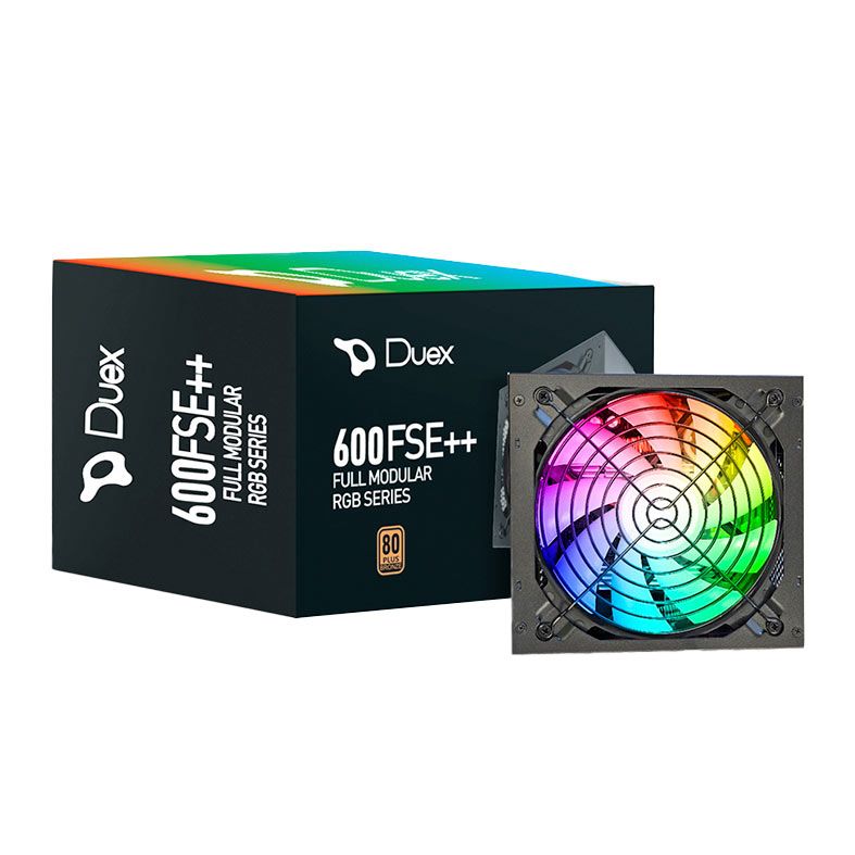 Fonte Duex DX600FSE++, 600W, RGB, Full Modular, 80 Plus Bronze, Preta, DX600FSEFMRGB