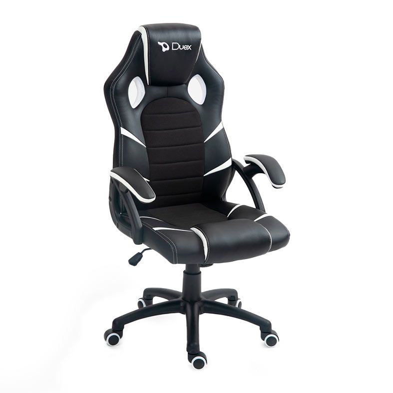 Cadeira Gamer Duex DX9002, Preto e Branco, DX9002BW