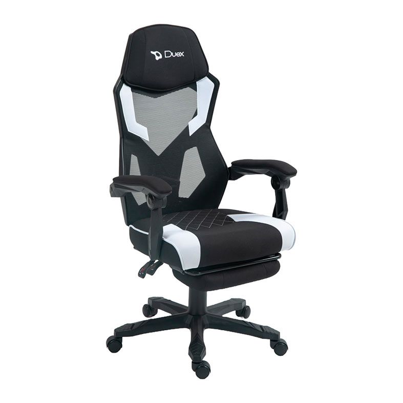 Cadeira Gamer Duex DX9960, Preto e Branco, DX9960BW