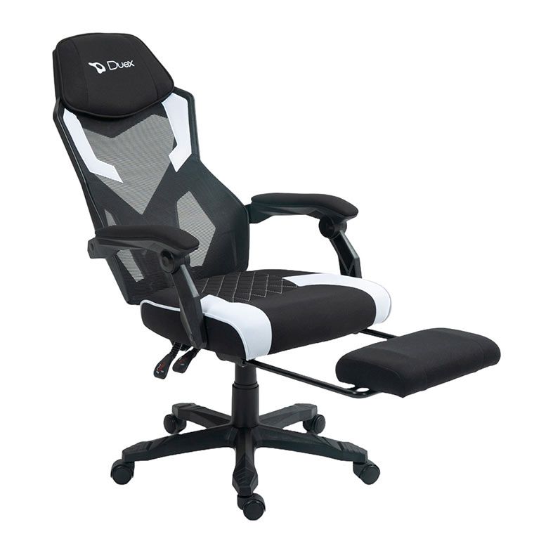 Cadeira Gamer Duex DX9960, Preto e Branco, DX9960BW