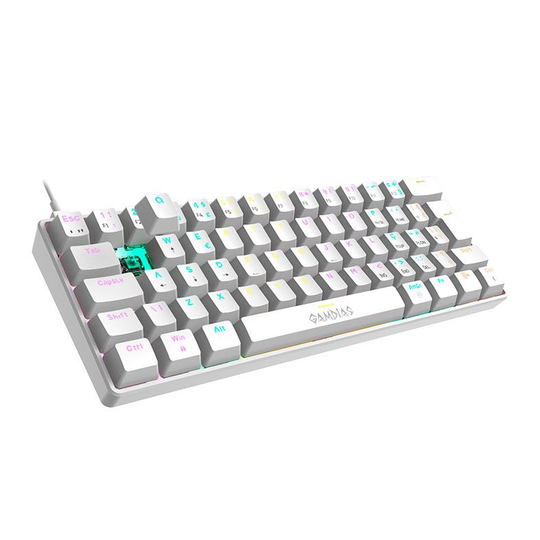 Combo Gamer Gamdias Hermes E4, Rainbow, Teclado Mecanico Azul, Mouse 12800DPI, Mousepad Grande, Branco, E4-3IN1-PT-BLUE