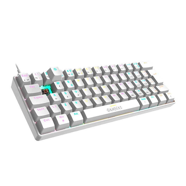 Combo Gamer Gamdias Hermes E4, Rainbow, Teclado Mecanico Marrom, Mouse 12800DPI, Mousepad Grande, Branco, E4-3IN1-PT-BROWN