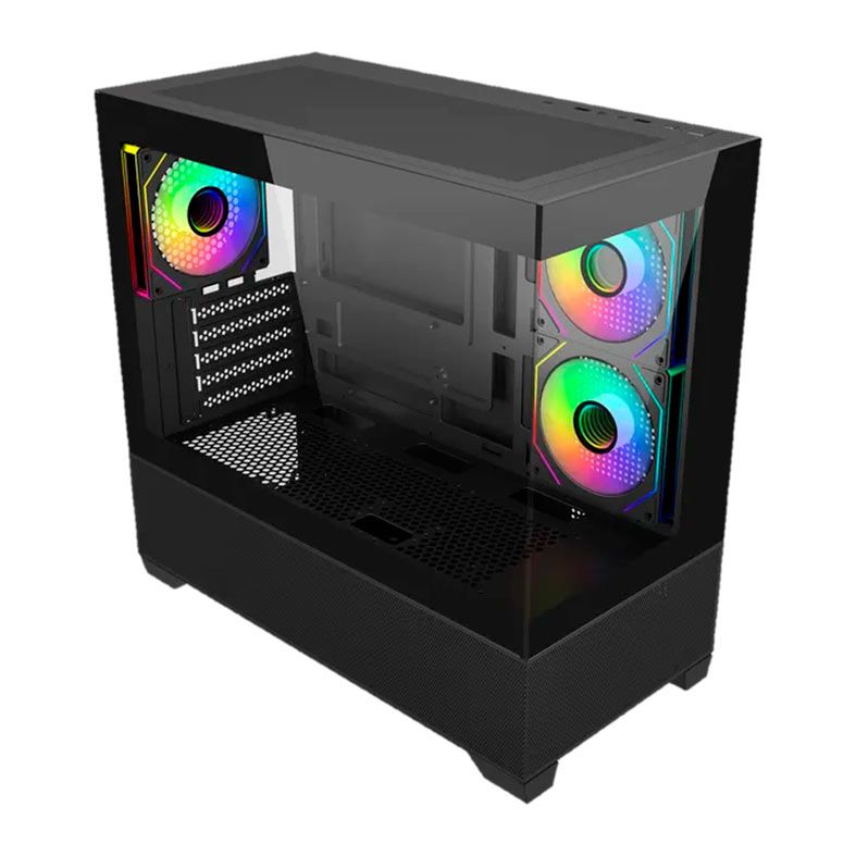 Gabinete Gamer Cooler Master Elite 490, ARGB, Mini-Tower, Lateral de Vidro, Com 3 Fans, Preto, E490-KHNN-S00
