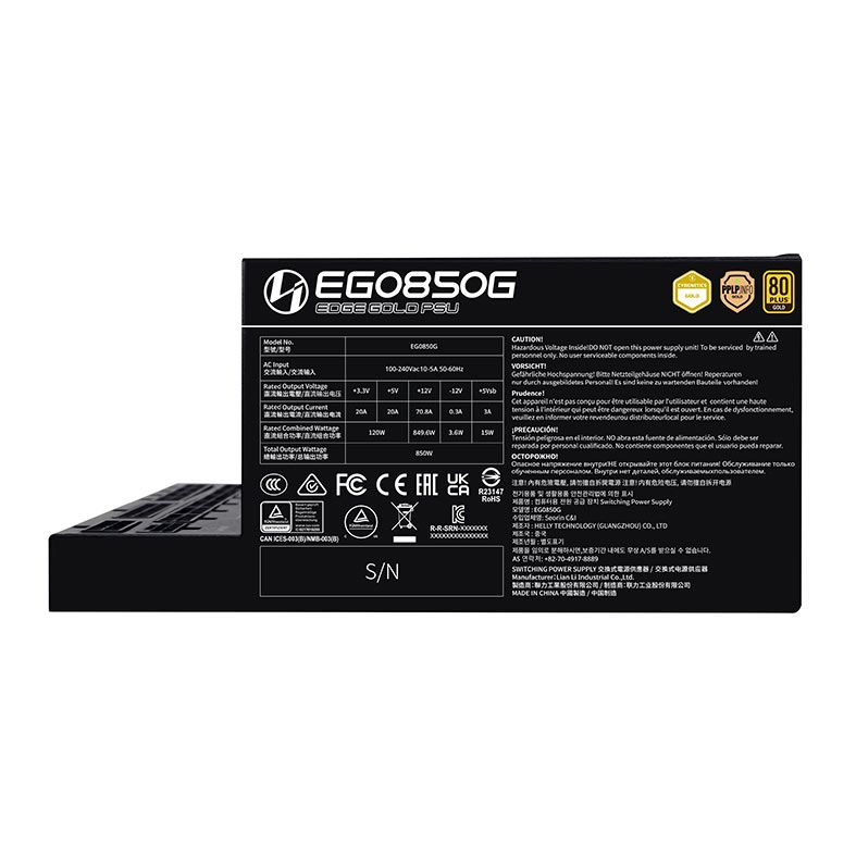 Fonte Lian Li EG0850G, 850W, Full Modular, 80 Plus Gold, Preto, EG0850G-BK