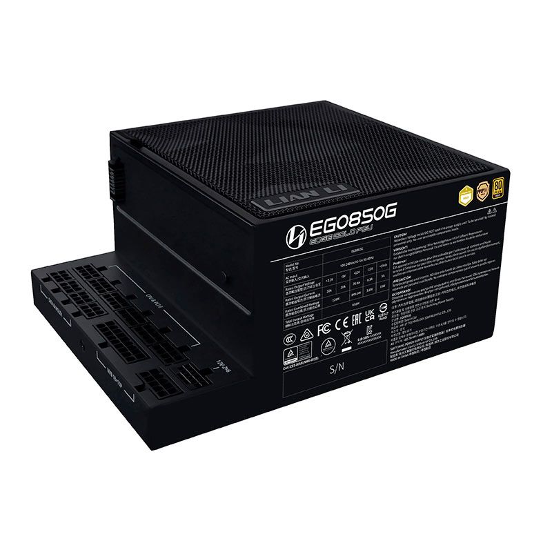 Fonte Lian Li EG0850G, 850W, Full Modular, 80 Plus Gold, Preto, EG0850G-BK