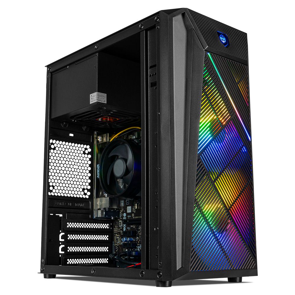 Computador Mancer Gamer Teseu III, AMD 4700S, Radeon RX 550 4GB, 16GB RAM, SSD 240GB + Cadeira Gamer + Monitor 21 TGT + Kit Periféricos 