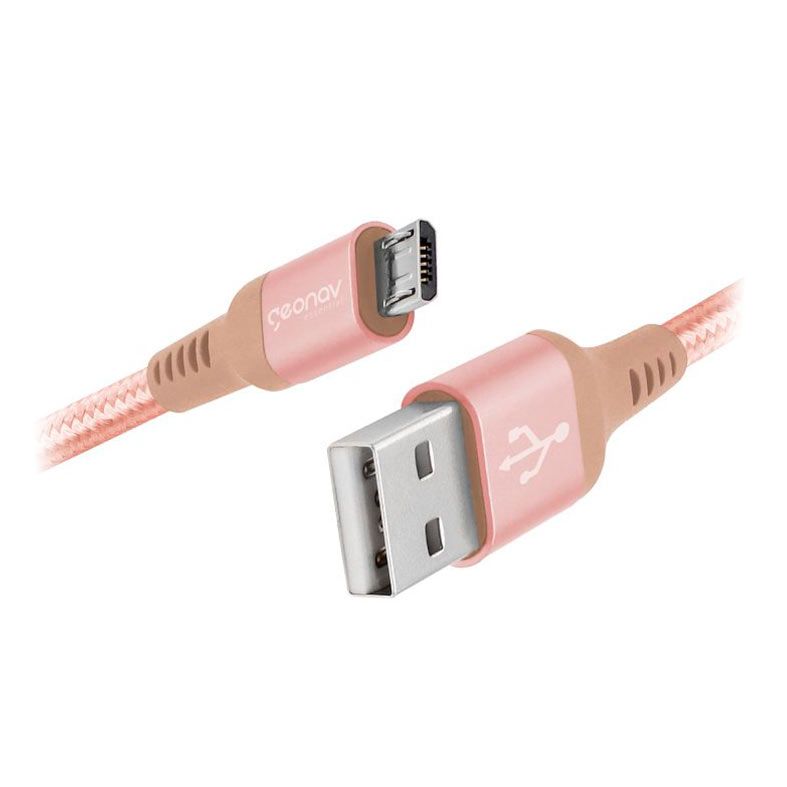 Cabo Micro USB Geonav, 1m, Nylon Trancado, Rose Gold, ESMIRG