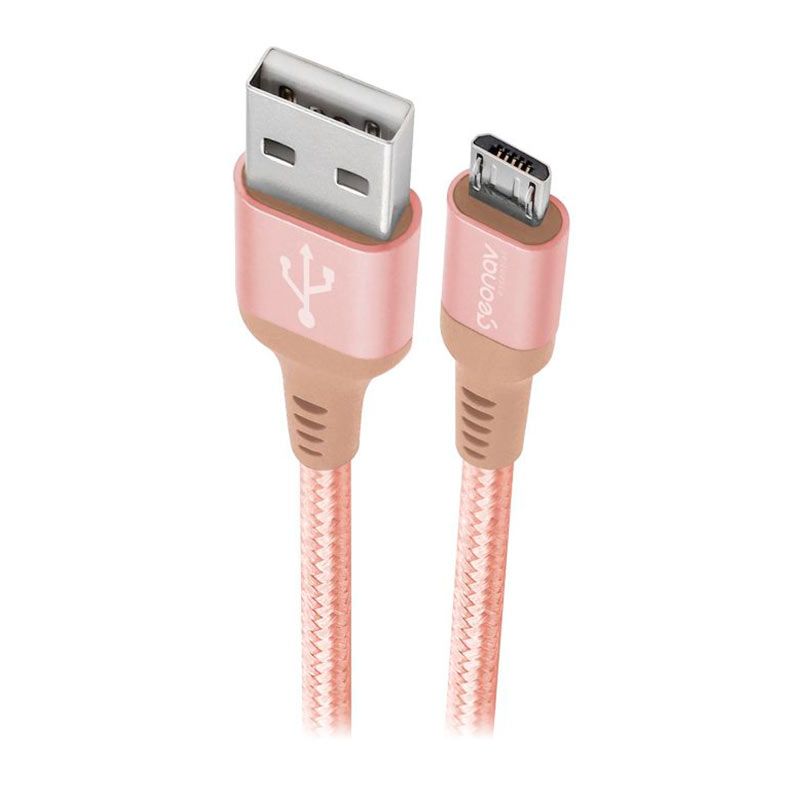 Cabo Micro USB Geonav, 1m, Nylon Trancado, Rose Gold, ESMIRG