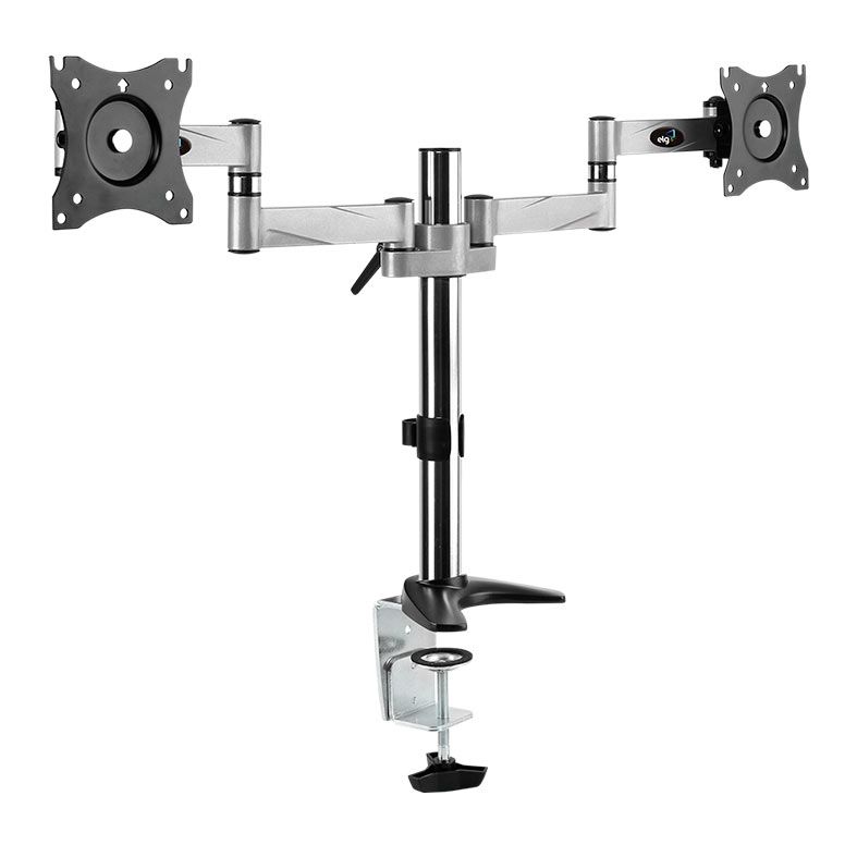 Suporte Multiarticulado de Mesa Para 2 Monitores ELG, 14 Pol. a 27 Pol., Preto, F50D2