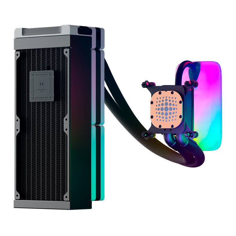 Water Cooler Hyte Thicc Q60, Display IPS, RGB, 240mm, Preto e Branco, FAN-HYTE-Q60-BW