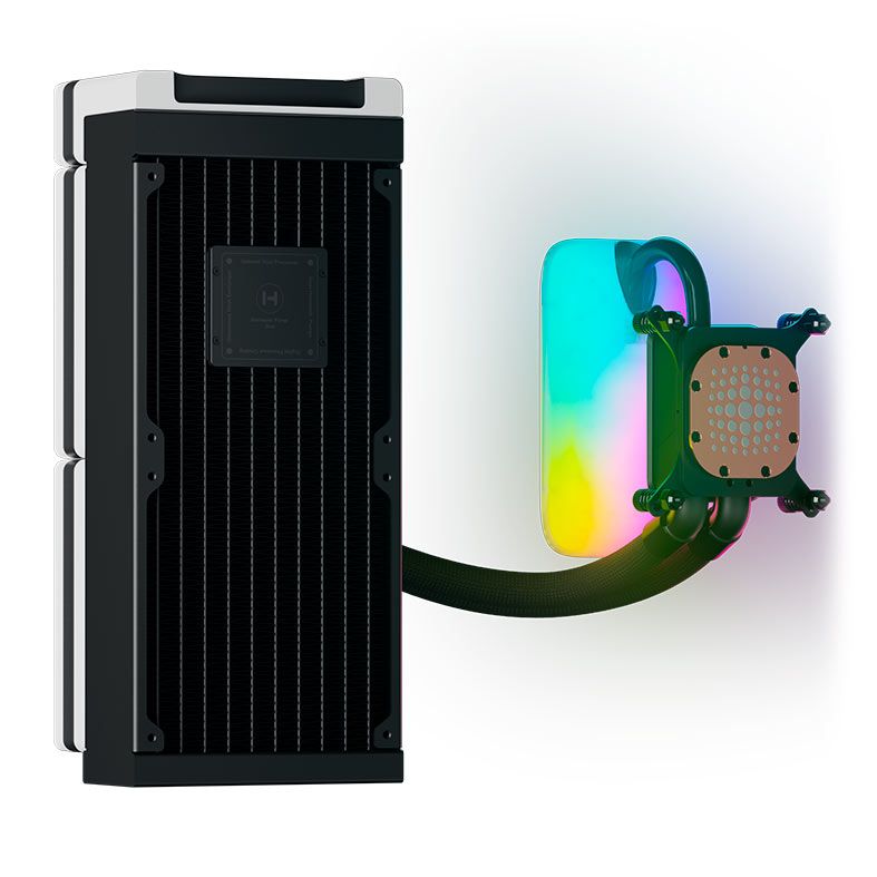Water Cooler Hyte Thicc Q60, Display IPS, RGB, 240mm, Preto e Branco, FAN-HYTE-Q60-BW