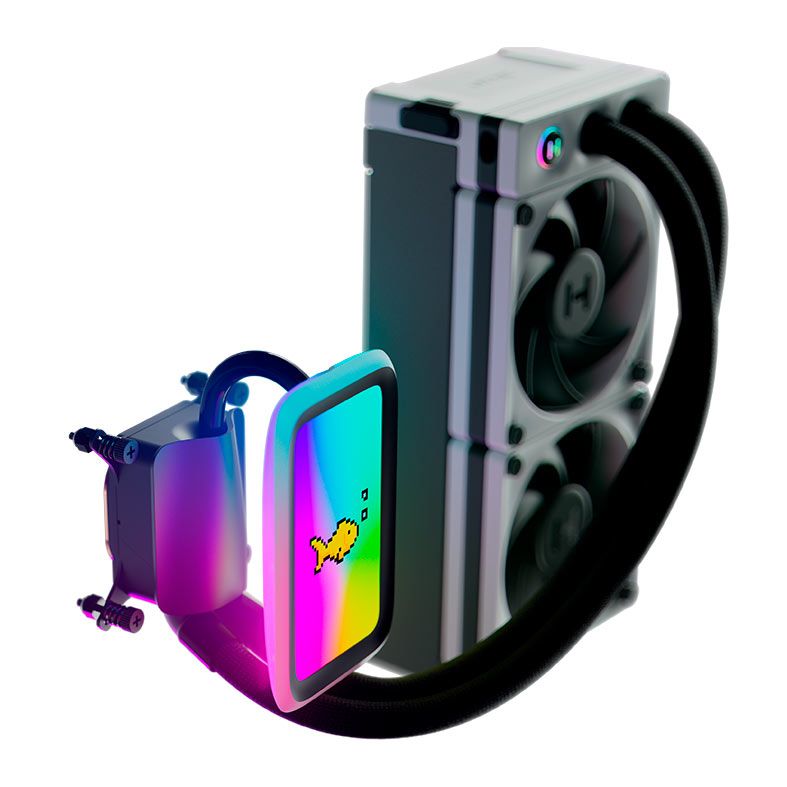 Water Cooler Hyte Thicc Q60, Display IPS, RGB, 240mm, Preto e Branco, FAN-HYTE-Q60-BW