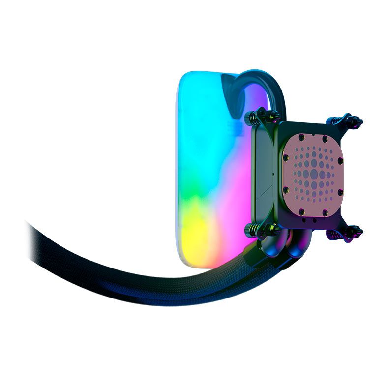Water Cooler Hyte Thicc Q60, Display IPS, RGB, 240mm, Preto e Branco, FAN-HYTE-Q60-BW