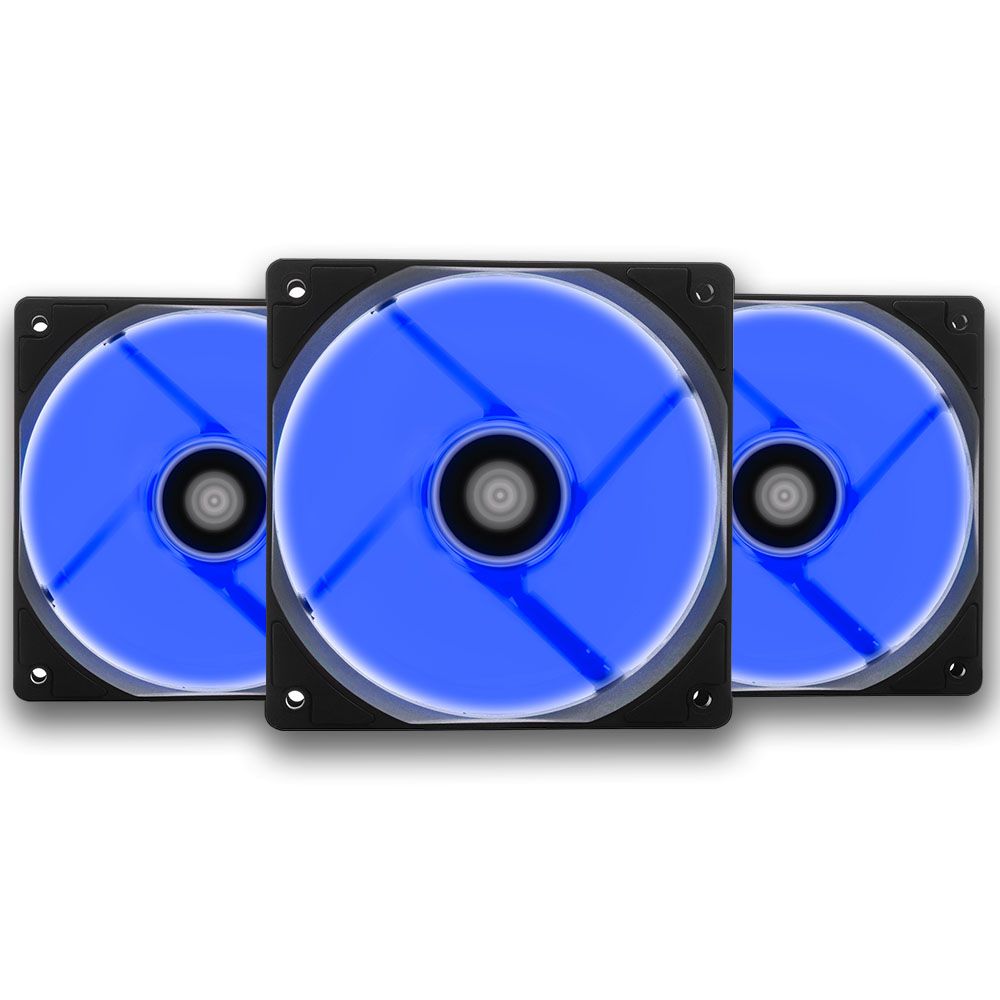 Kit Ventoinhas Pichau Feather X 3x120mm Led Azul, KIT-03-FEATHER-X -BLUE