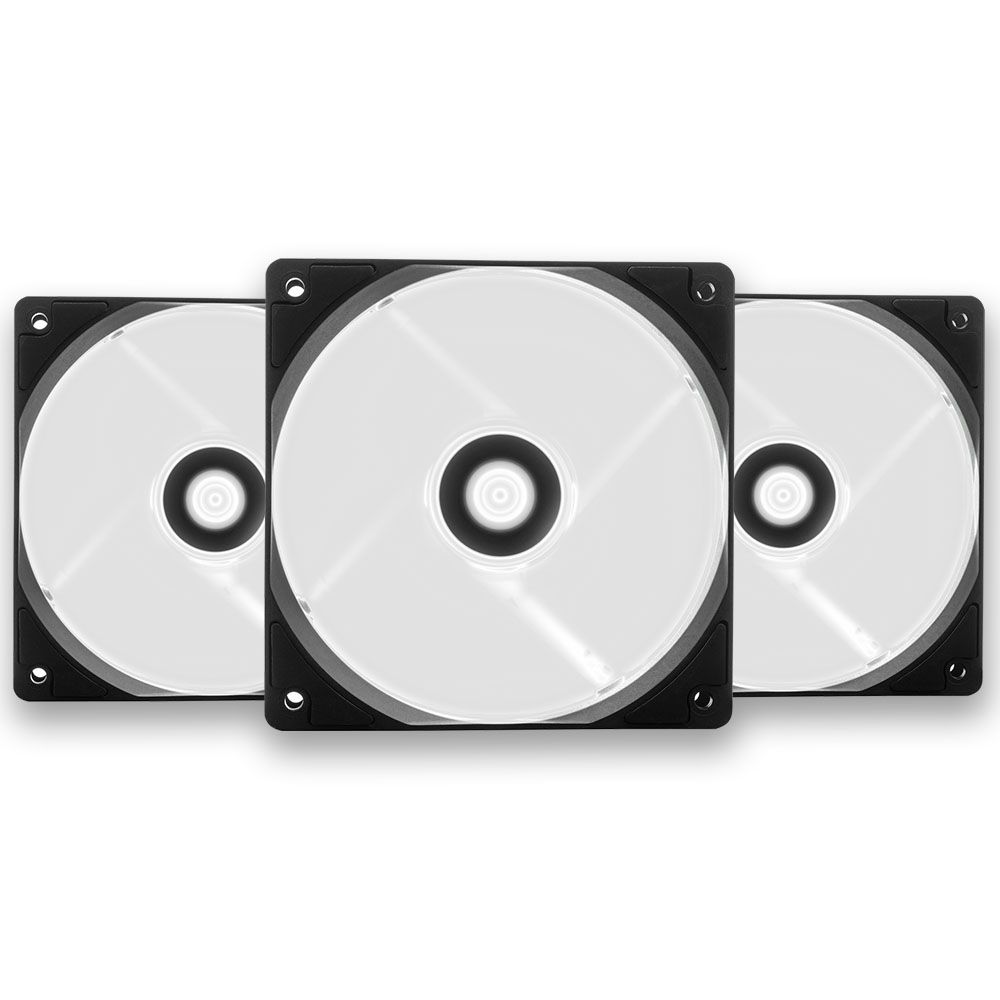 Kit Ventoinhas Pichau Feather X 3x120mm Led Branco, KIT-03-FEATHER-X -WHITE