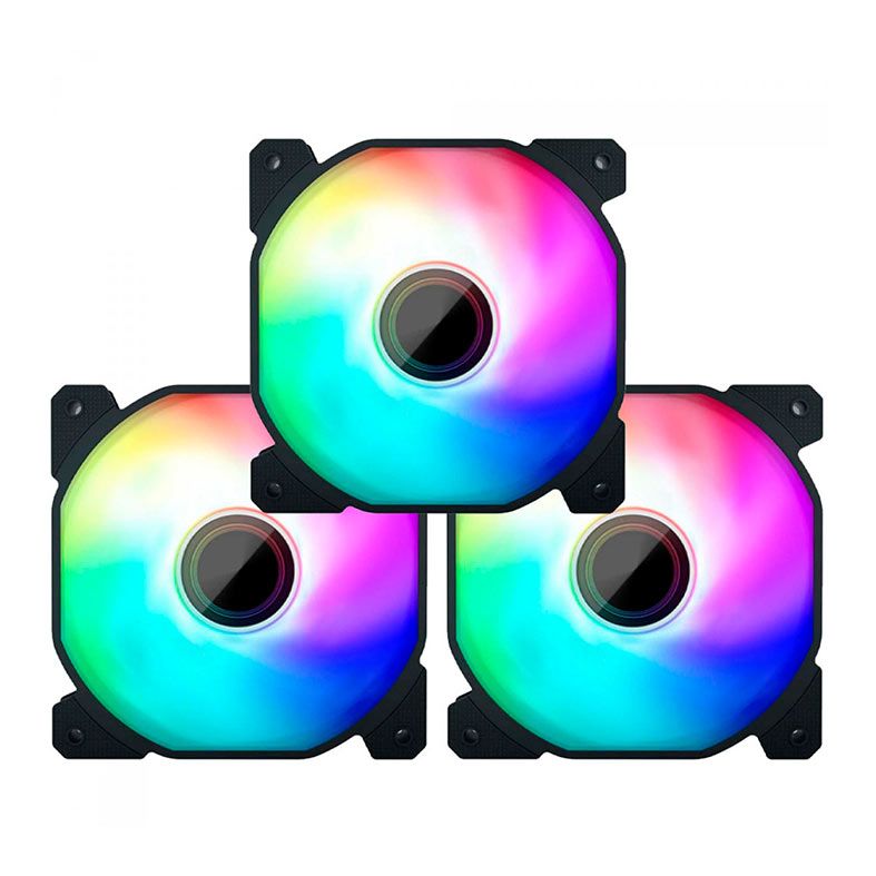 Kit Ventoinhas 1STPlayer FIS, RGB, 3x120mm, Preto, FIS-BK
