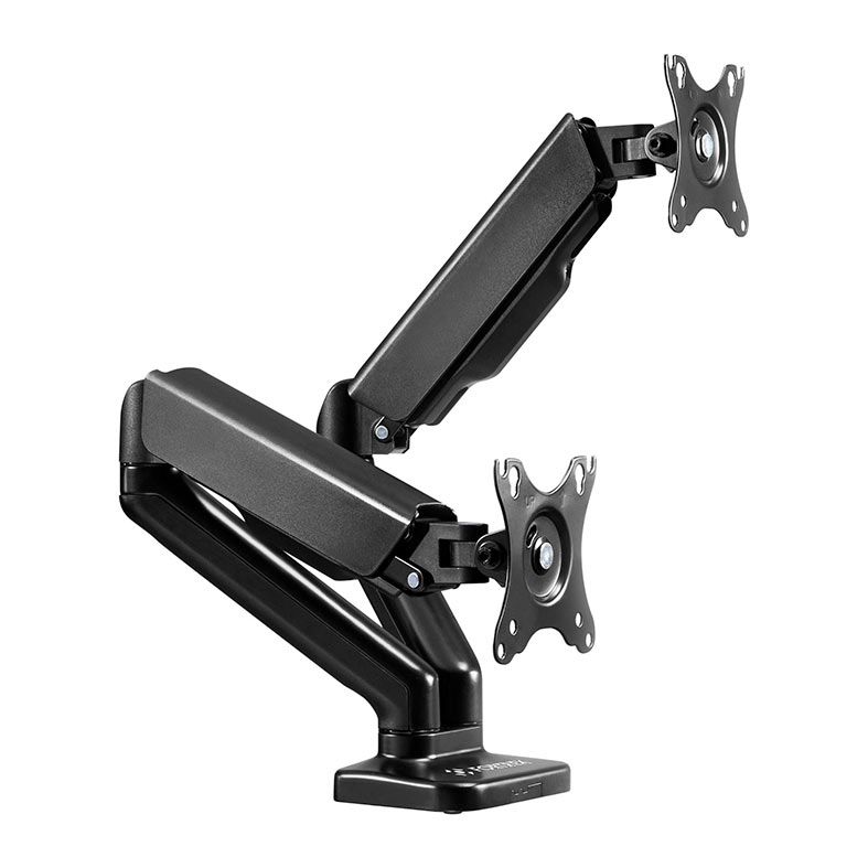 Suporte Articulado Com Pistão a Gas Para Dois Monitores Fortrek FK 441S, 17 Pol. a 32 Pol., Preto, FK441S