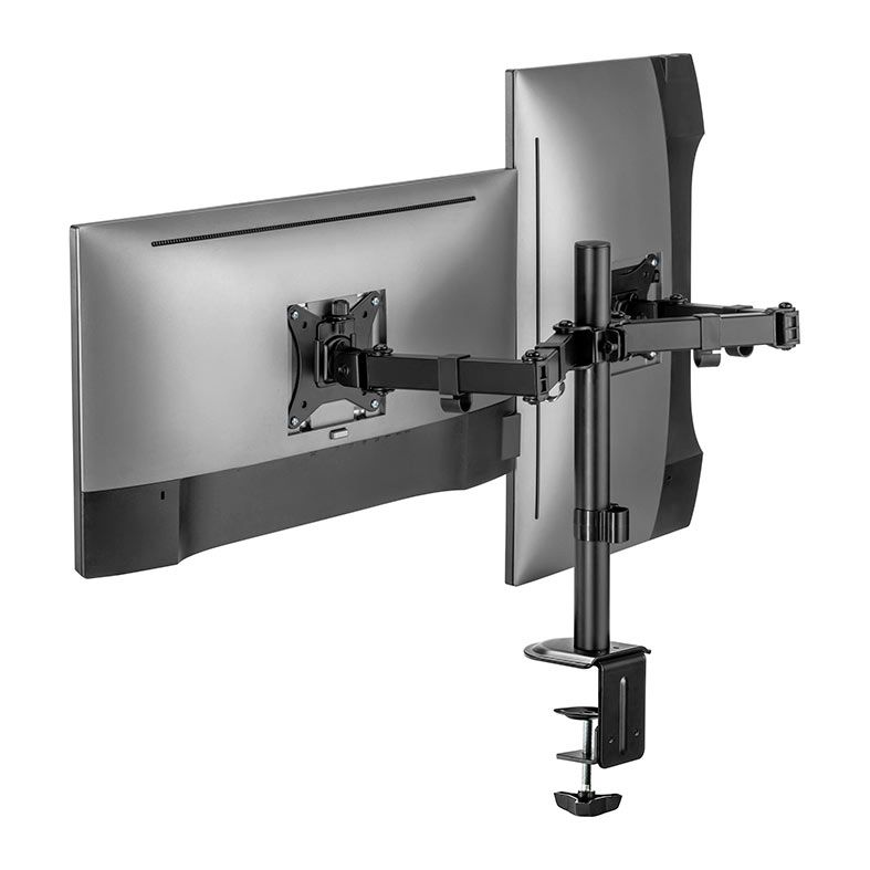 Suporte Articulado Para Dois Monitores Fortrek FK 445S, 17 Pol. a 32 Pol., Preto, FK445S