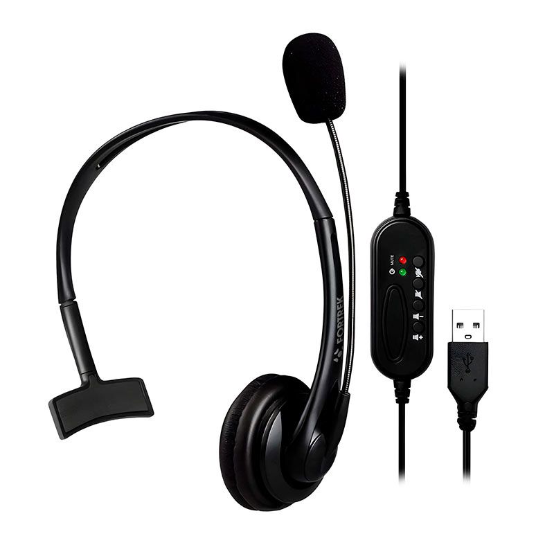 Headset Office Fortrek FK 731A, Drivers 30mm, USB, Preto, FK731A