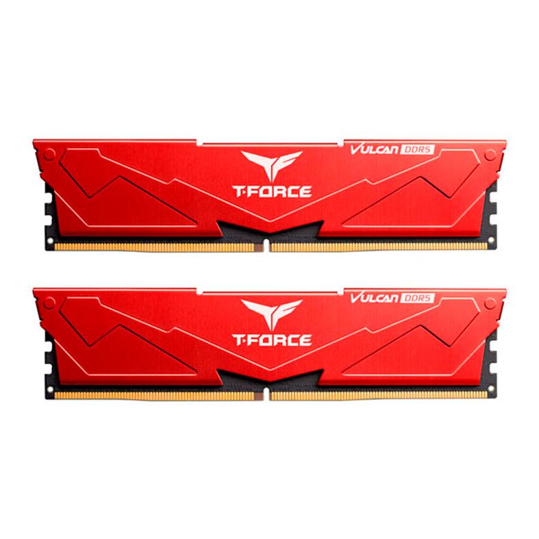 Memoria Team Group T-Force Vulcan, 32GB (2x16GB), DDR5, 5600MHz, C32, Vermelho, FLRD532G5600HC32DC01