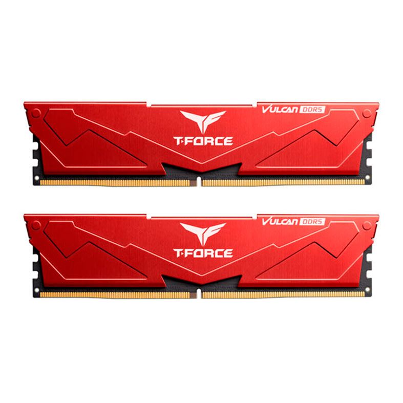 Memoria Team Group T-Force Vulcan, 32GB (2x16GB), 6400MHz, DDR5, CL40, Vermelha, FLRD532G6400HC40BDC01
