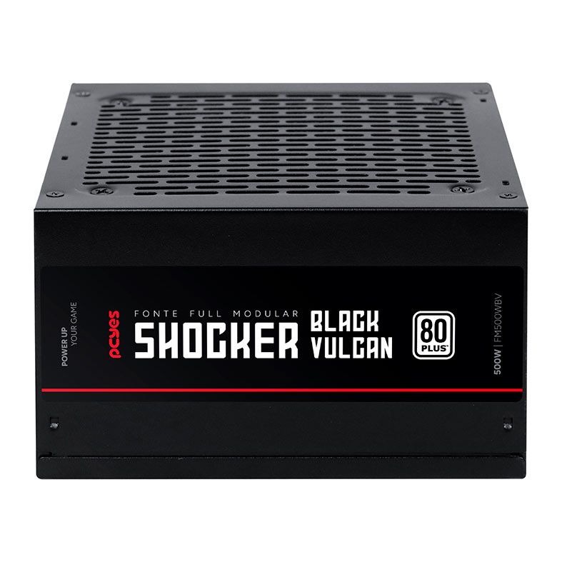 Fonte Pcyes Shocker Black Vulcan, 500W, Full-Modular, 80 Plus White, Preta, FM500WBV