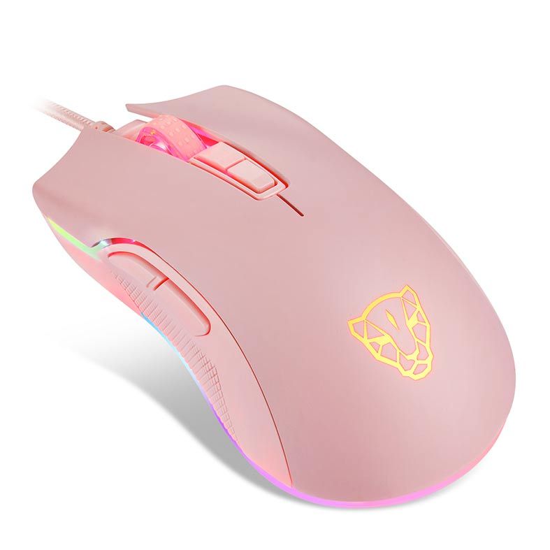 Mouse Gamer Motospeed V70 Essential RGB 7 Botões 6400DPI Rosa, FMSMS0085RSA