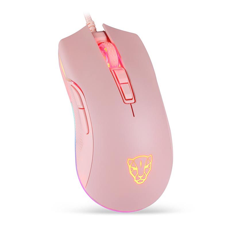 Mouse Gamer Motospeed V70 Essential RGB 7 Botões 6400DPI Rosa, FMSMS0085RSA